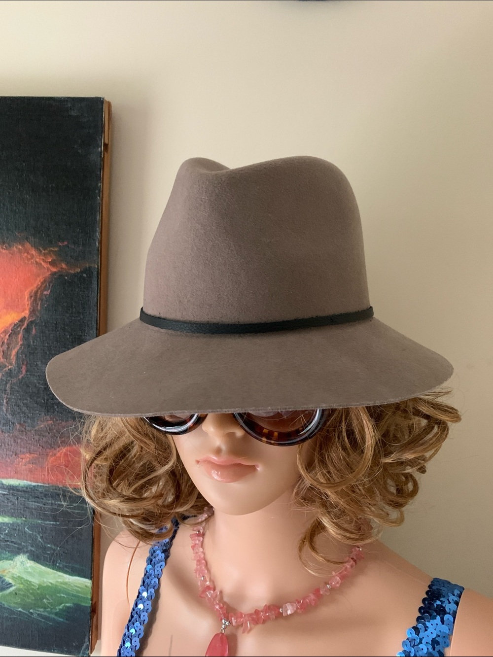 Janessa Leone’ Women’s Taupe Grey Fedora Medium